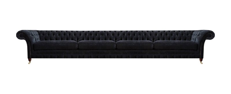 Schwarzer Chesterfield Polster Viersitzer Wohnzimmer Edle Textil Couch