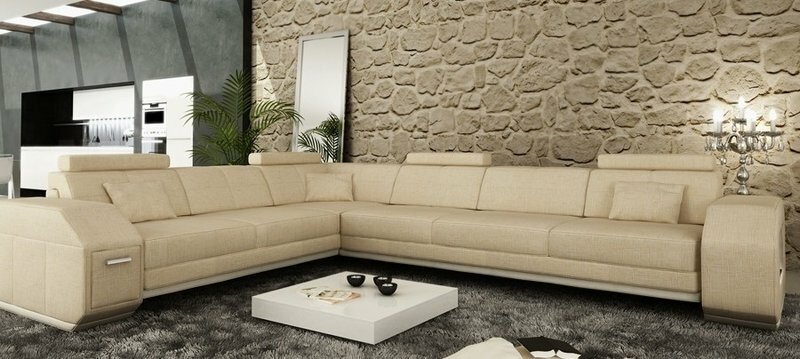 Wohnlandschaft Sofa Couch Stoff Polster Leder Sofas Eck Ecke Neu Textil EbernB