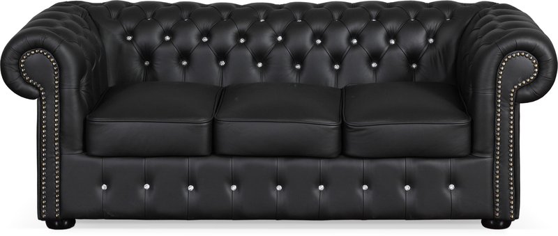 Chesterfield Ledersofa CLASSIC SOFA (FW) Farben schwarz,braun,weiss