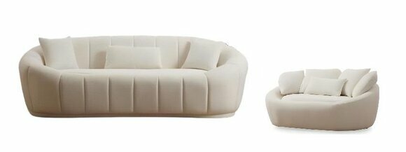 Wohnzimmer Weiße Couch Garnitur Dreisitzer Moderner 2-Sitzer Textil Set