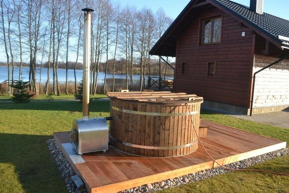 Whirlpool Badefass Holzbottich Externer Ofen Garten Fass Bad Thermoholz