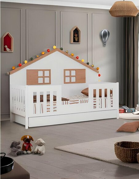 Bettrahmen Kinderbett Bett Kinderzimmer Kinderzimmermöbel Helles Holz neu