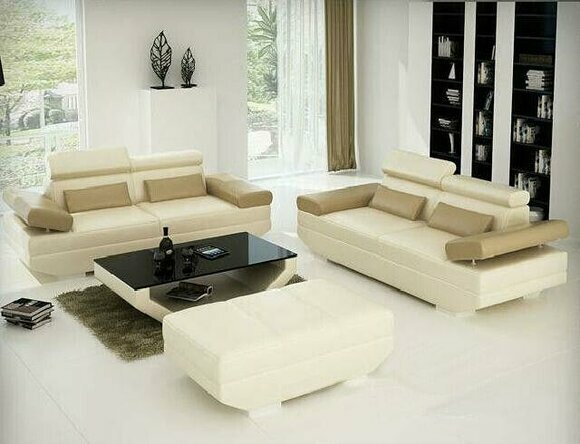 Wohnlandschaft Sofa mit USB Couch Sofagarnitur Polster Garnitur Leder AlfredD