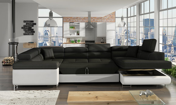 Wohnlandschaft Sofa Schlafsofa Couch Polster Eckgarnitur Bettfunktion