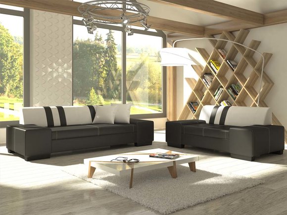 Design Sofagarnitur 3+2 Couch Polster Sitz Leder Textil Garnituren Komplett Set