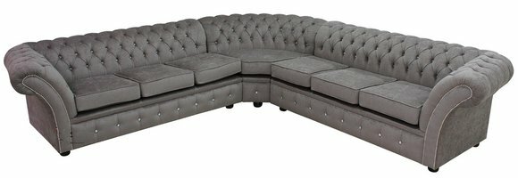 Textil Chesterfield Graue Polster Eck Sofa Garnitur Couchen Sitz Stoff