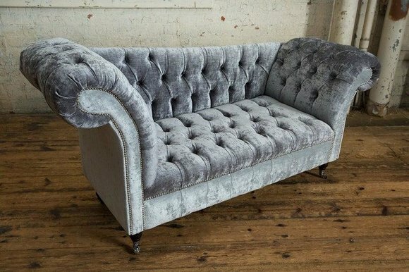 Design Chesterfield Stoff Couch Chaise Lounge Polster Neu Chaiselongues