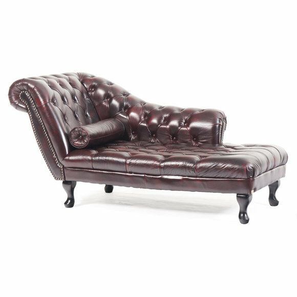 Chesterfield Rot Chaise Lounge Designer Liege Leder Sofa Chaiselongues