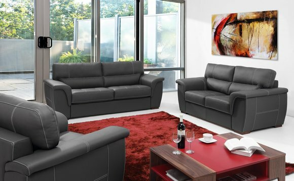 Leder Design Couch Polster Sitz Garnitur Sofa Garnituren 3+2+2 Leder Sofas Neu