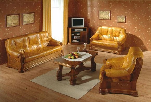 Klassische Wohnzimmer Möbel Sofagarnitur Ledersofa Sitzpolster Sofa Couch