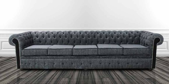 Chesterfield 5 Sitzers Klassische Luxus Barock Rokoko Sofa Couch Textil