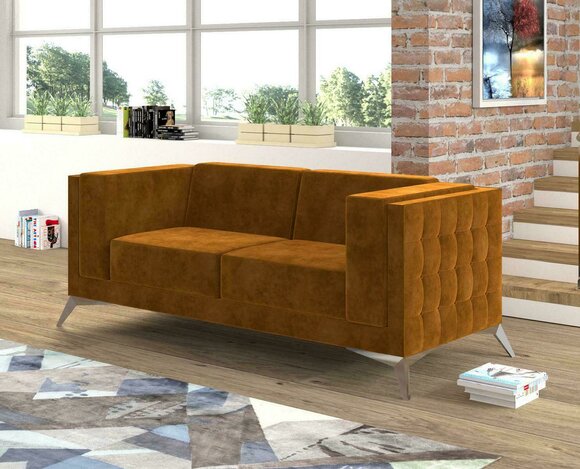 Zweisitzer 2 Sitzer Chesterfield Polster Couch Stoff Couchen Sofa Sitz Garnitur