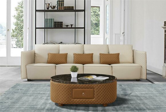 Sofa Couch 310cm Polster Sofas 5 Sitzer Textil big xxl Wohnzimmer Couchen Leder