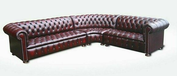 Ecksofa Kirsche Ledersofa Polster Eck Couch Garnitur Sitz Design Chesterfield