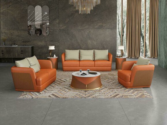 Design Ledersofa Sofagarnitur 321 Sitzer Couchtisch 2x Beistelltisch Sofa Neu