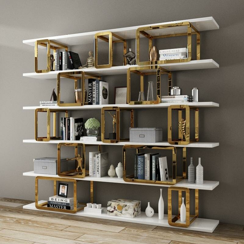 Design Trenn Wand Regal Wohn Zimmer Schränke Edelstahl Regale Neu Bücher Schrank