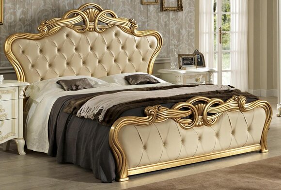 Chesterfield Bett Möbel Barock Gold Betten Möbel Goldenes Doppelbett Design Neu