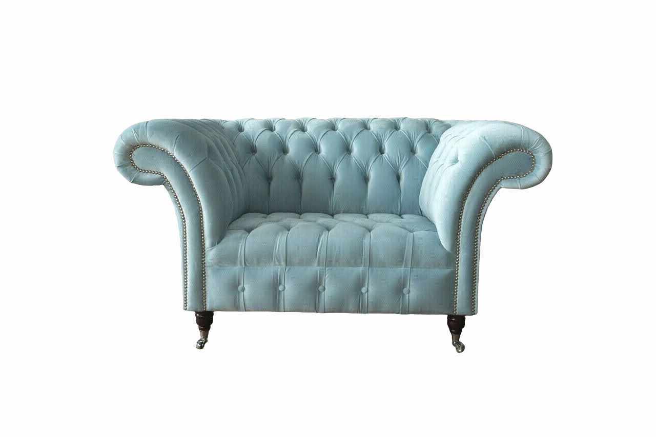 Chesterfield Sessel Türkis Polster Sofa 1 Sitzer Design Polster Neu