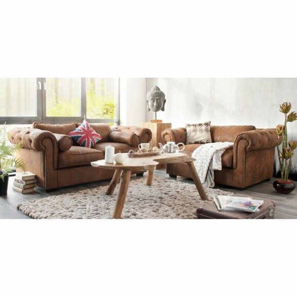 Chesterfield Sofagarnitur 3+2 Couch Polster Set Sofas Couchen Neu Sofa Leder