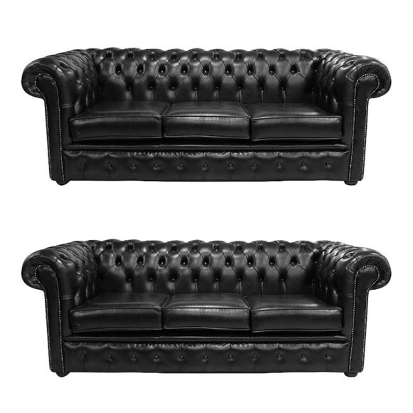 Chesterfield Design Luxus Polster Sofa Sitz Leder 3+3 100% Leder Sofort