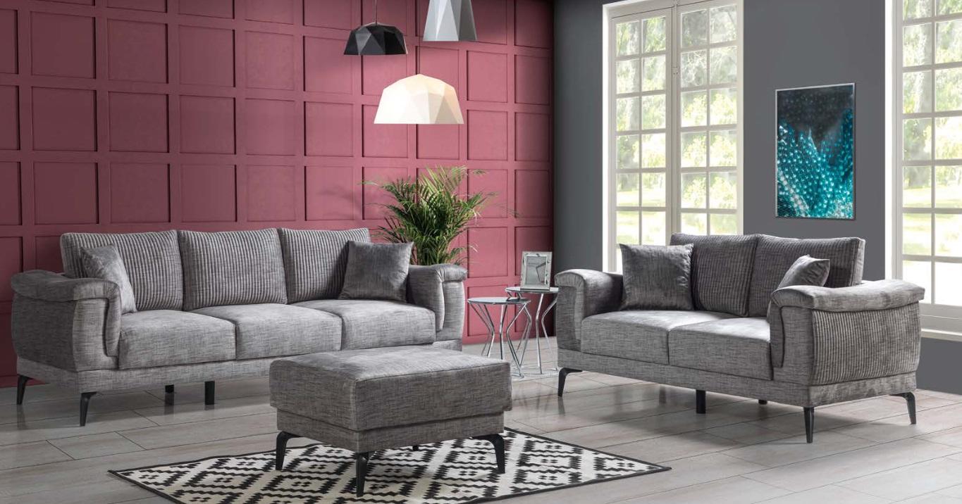 Sofagarnitur 3+2 Hocker Sitzer Textil Modern Komplett Sessel Sofa Couchen