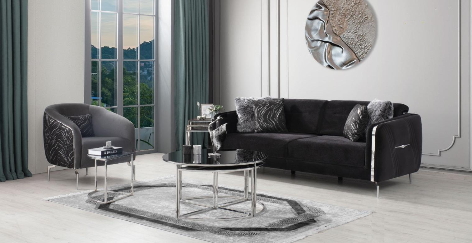 Modern Sofagarnitur 2 tlg Wohnzimmer Luxus Sofagarnitur 3+1 Sitzer Möbel