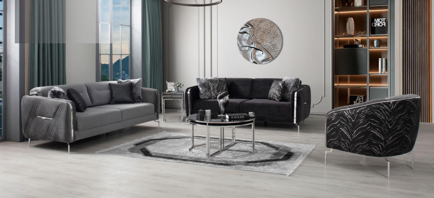 Modern Sofa Set 3 tlg Wohnzimmer Luxus Sofagarnitur 3+3+1 Sitzer Möbel