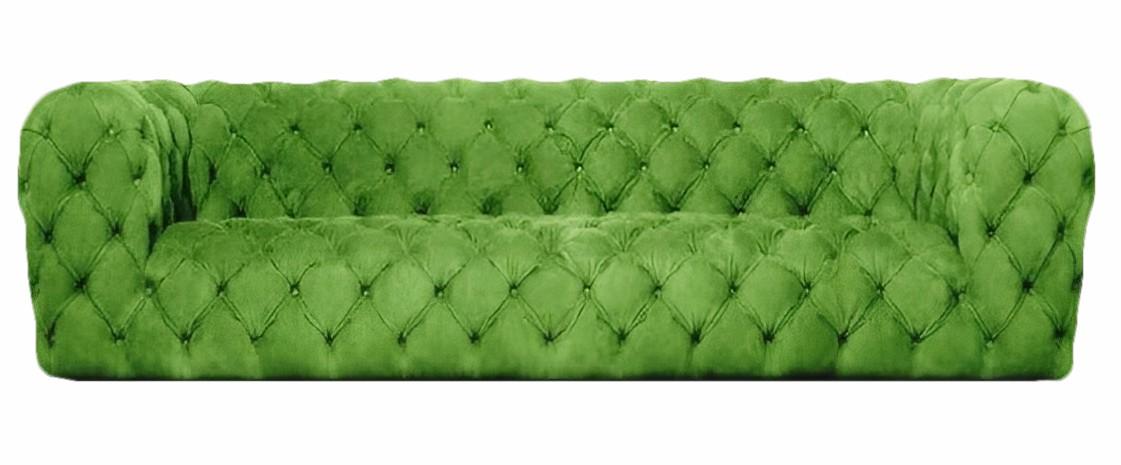 Viersitzer Sofa Couch Wohnzimmer Modern Grün Sitzmöbel Textil Stoff Chesterfield