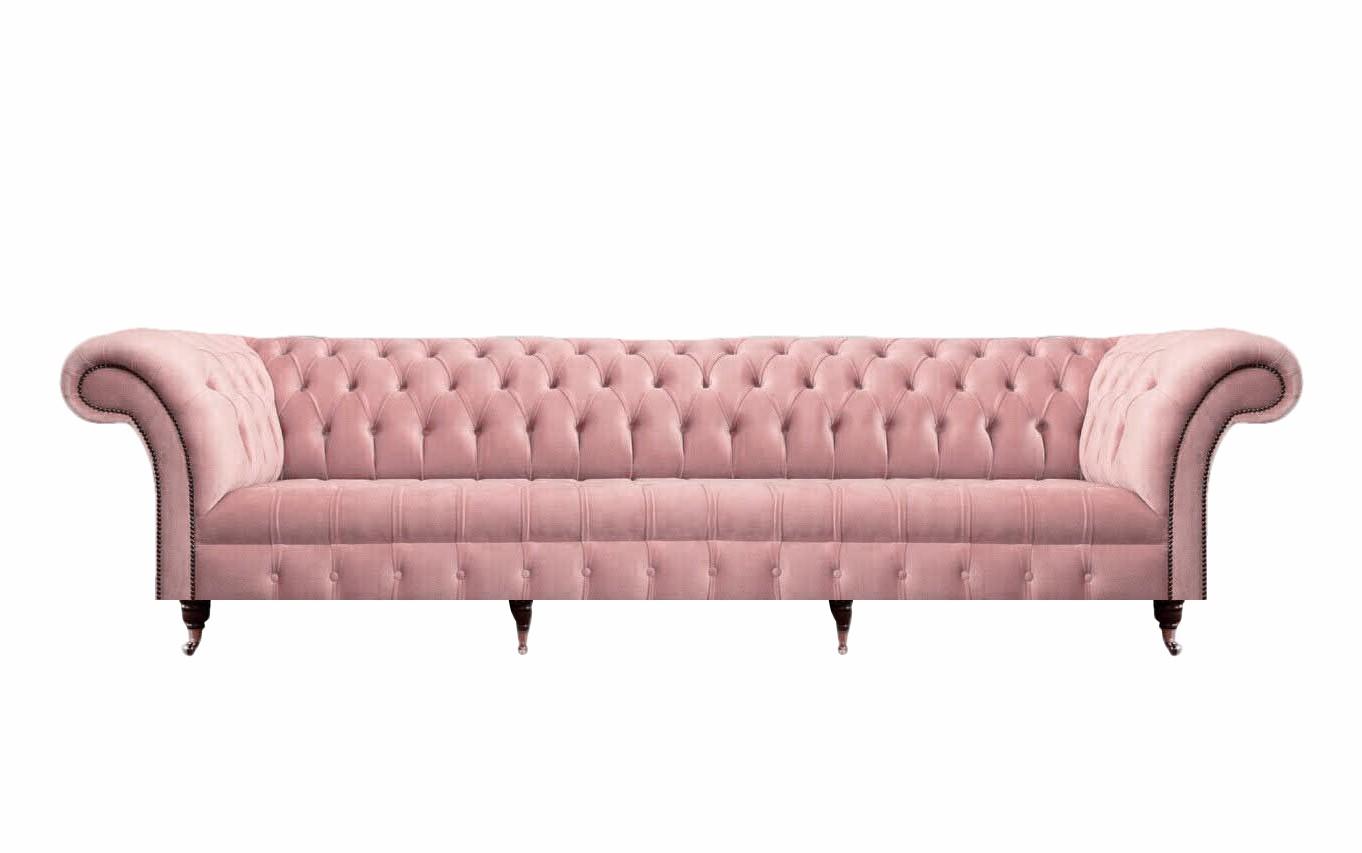 Sofa Viersitzer Couch Luxus Textil Wohnzimmer Rosa Polstermöbel Chesterfield