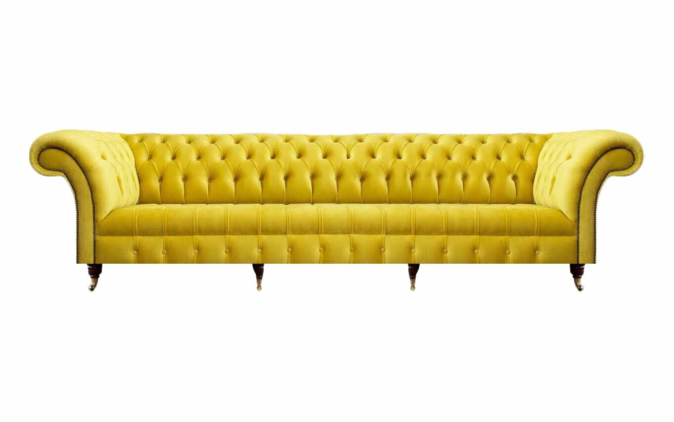 Modern Design Sofa Viersitzer Couch Wohnzimmer Textil Chesterfield Einrichtung