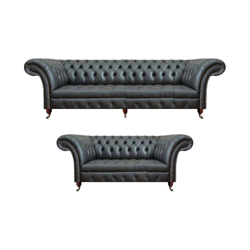 Komplett Leder 2x Sofas Chesterfield Polstermöbel Leder Set Neu Einrichtung