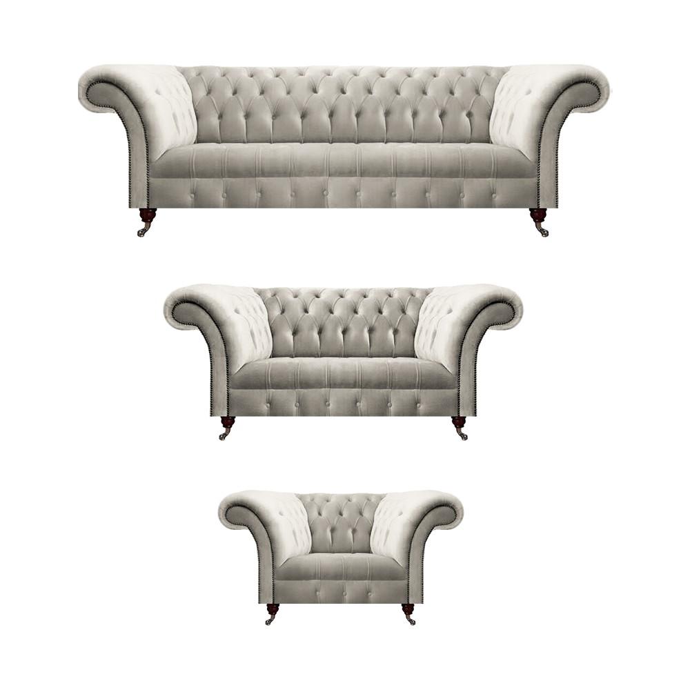 Luxus Weiß Sofagarnitur Modern Set Chesterfield Wohnzimmer Sitz Möbel