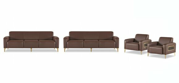 Edle Braune Arbeitszimmer Ledergarnitur Moderne Dreisitzer Sofas Sessel