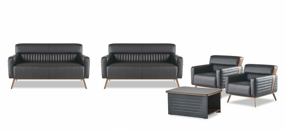 Sofas Arbeitszimmer Set 5tlg Modern Design 2-Sitzer Sessel Couchtisch