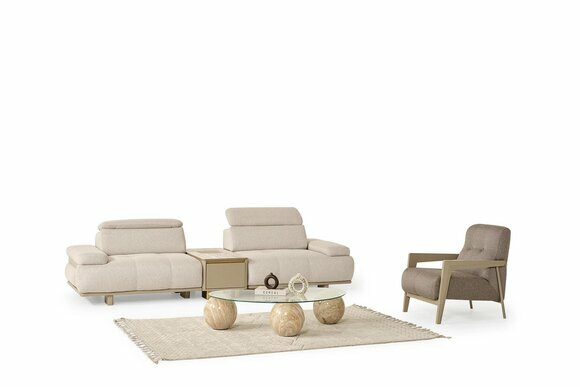 Hellgraue Wohnzimmer Designer Sofas Viersitzer Polster Sessel 2tlg Set