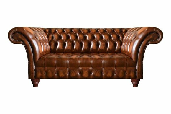 Edle Chesterfield Couchen Braune Wohnzimmer Leder Sitzcouch Textilsofa