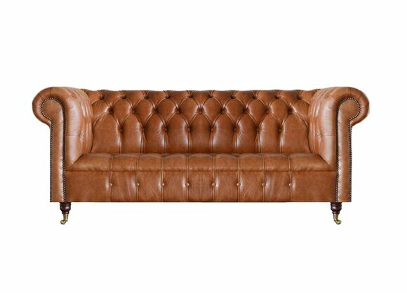 Chesterfield Leder Sitzmöbel Brauner Dreisitzer Wohnzimmer Edle Sofas