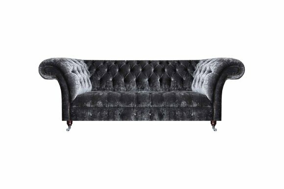 Dunkelgraue Chesterfield Wohnzimmer Polstercouch Designer Sitzmöbel