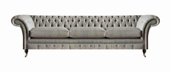 Chesterfield Grauer Dreisitzer Wohnzimmer Polstersofas Designer Couchen