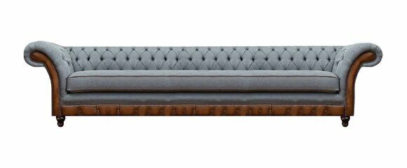 Graue Chesterfield Bettfunktion Viersitzer Polstersofas Designer Couch