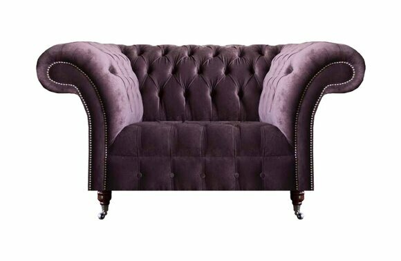 Lila Chesterfield Textil Dreisitzer Moderne Wohnzimmer 3-Sitzer Couch