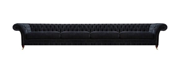 Schwarzer Chesterfield Polster Viersitzer Wohnzimmer Edle Textil Couch