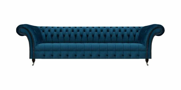 Luxuriöses Blaues Chesterfield Sofa Polstercouch Designer Textil Sofa