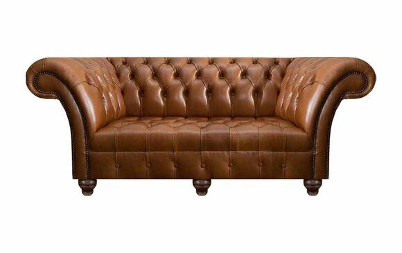 Brauner Chesterfield Leder Dreisitzer Wohnzimmer Moderne Polstercouchen