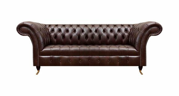 Braune Chesterfield Kunstleder Couch Designer Sitzsofa Wohnzimmer Möbel