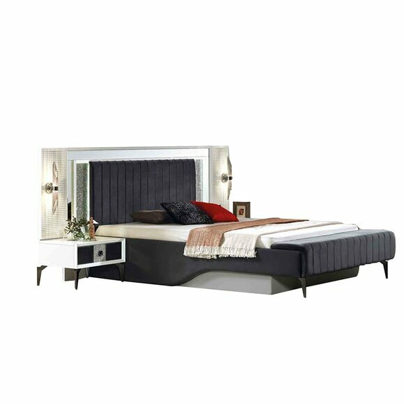 Schlafzimmer Set Designer Doppelbett 2x Nachtkästchen 3tlg Garnitur