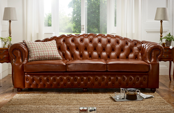 Desiger Chesterfield Sofagarnitur Leder Braun 4 - Sitzer XXL Couch Sofort