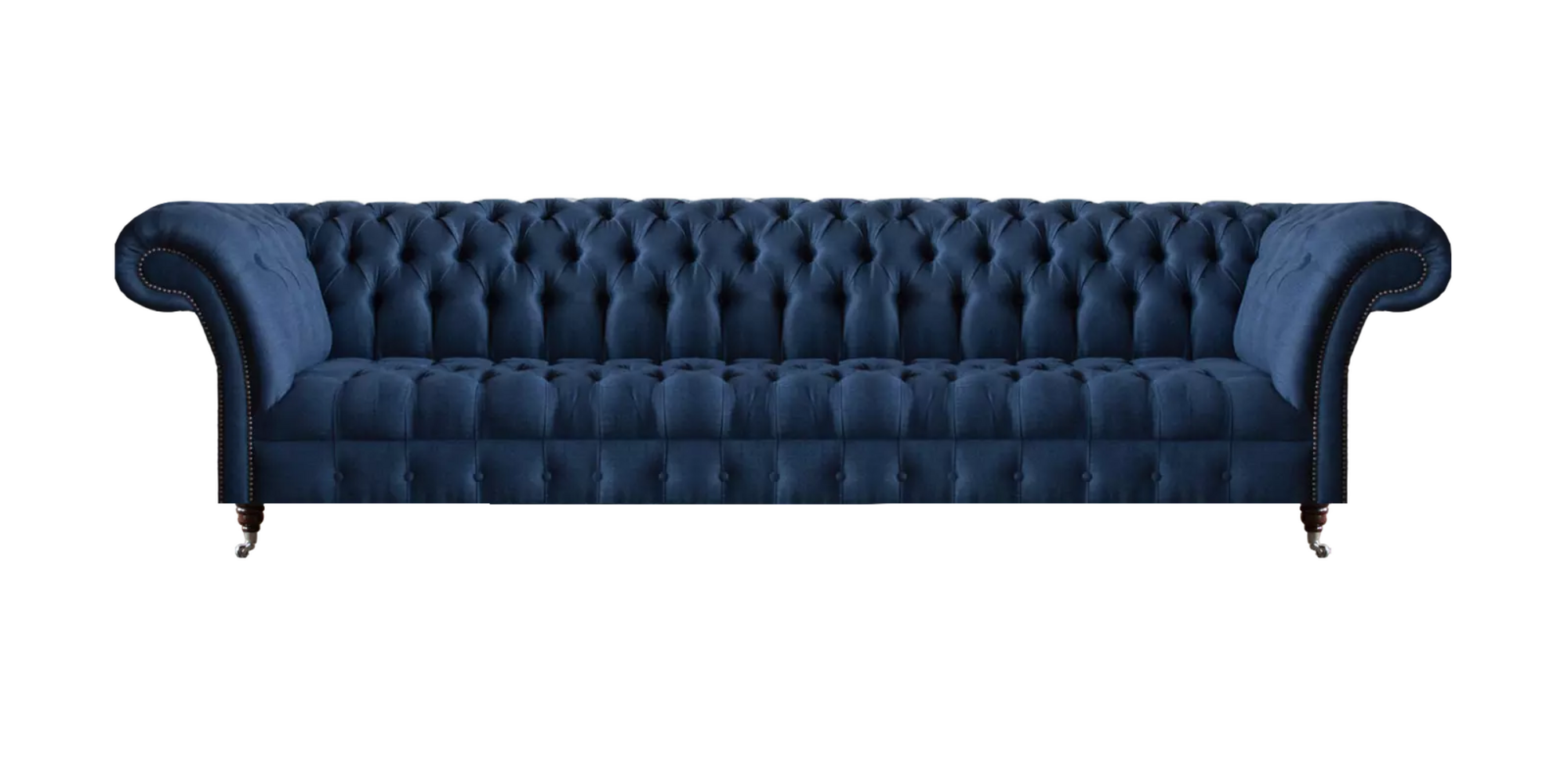 Edler Chesterfield Blauer Polster Viersitzer Wohnzimmer Couchen Sofas