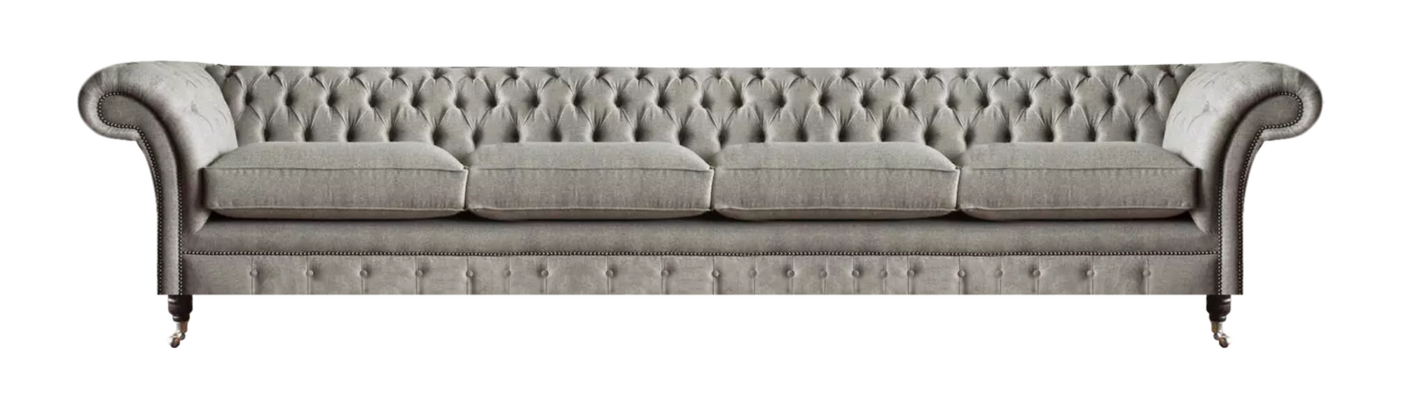 Hellgraues Chesterfield Polstersofa Designer 4-Sitzer Textil Sitzmöbel