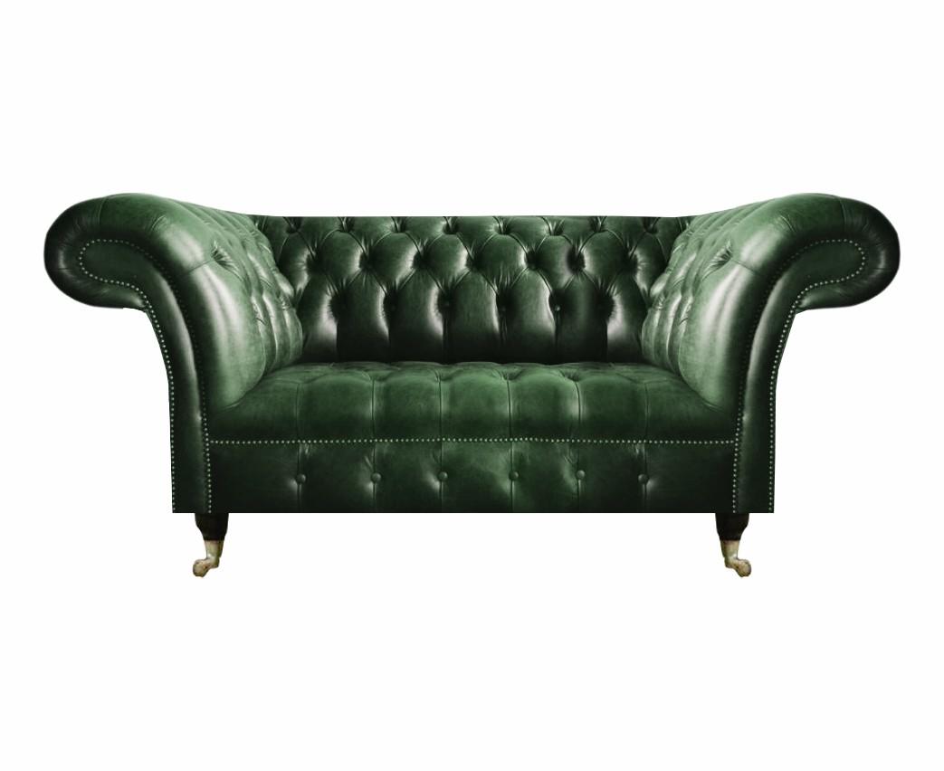 Luxus Zweisitzer Sofa Couch Grün Leder Sofa Wohnzimmer Luxus Design Chesterfield